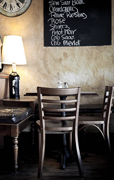 istock Lamp illuminating a table and a menu at a wine bar 182234313