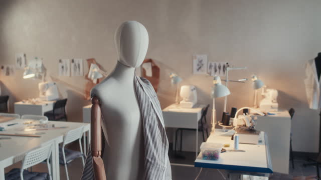 Mannequin with Textile in Modern Atelier Workshop