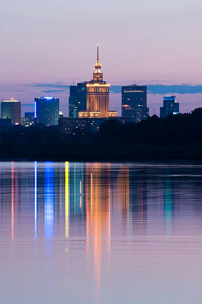 Warsaw at dusk stock photo