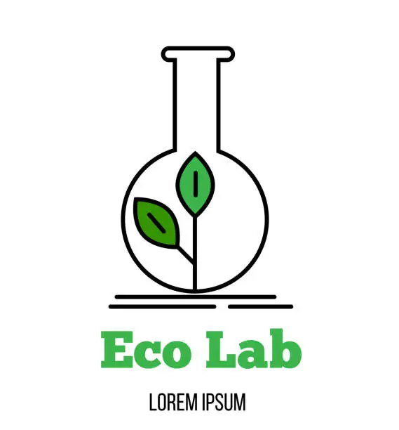 Vector illustration of Eco Lab Tree Sprout in a Test Tube