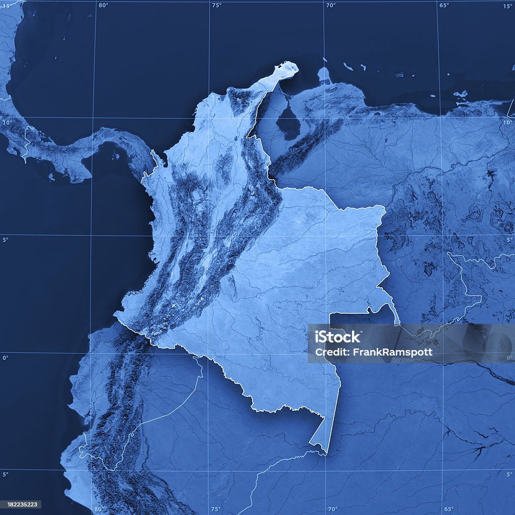 콜롬비아 Topographic 맵 - 로열티 프리 콜롬비아 스톡 사진