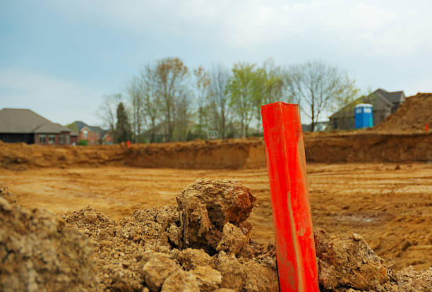 Please see my lightboxes for more like this -- Thanks!Property marker for a newly dug foundation for luxury home in a nice subdivision.  RAW source image processed with Nikon Capture NX version 1.3