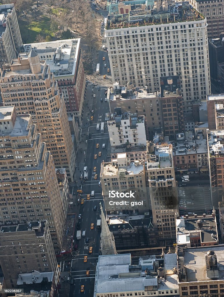 Streets of Manhattan "Street in New York, shot from the Empire State Building." Building Exterior Stock Photo