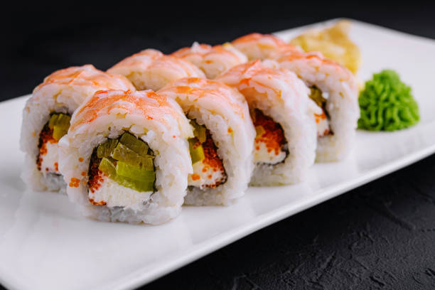 istock Sushi roll with snow crab and tobiko caviar 1822360527