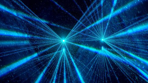 istock Black background with blue glowing rays radiating across the screen 1822361882