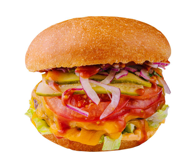 istock juicy homemade hamburger with beef burger on white isolated 1822363229