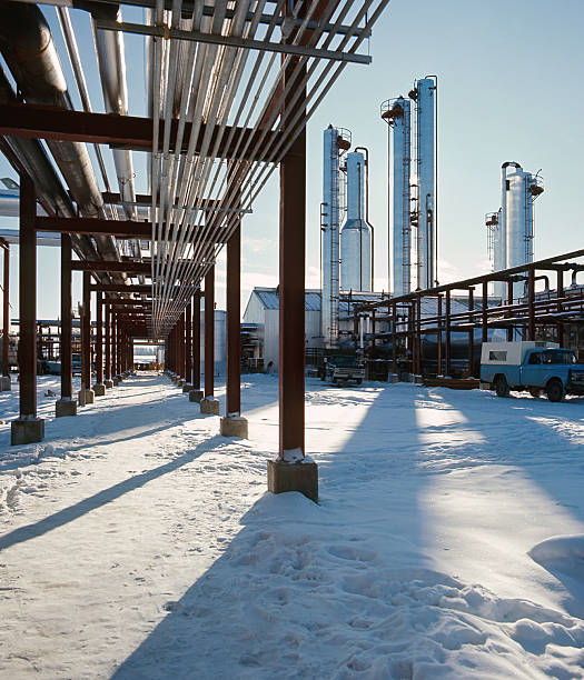 Gas Plant viewed from under the Utilities Rack stock photo