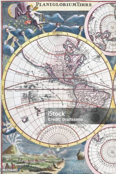 Copper Gravur Der Welt Landkarte Italiens Ältestes Café Wurde 1720 Stock Vektor Art und mehr Bilder von 17. Jahrhundert