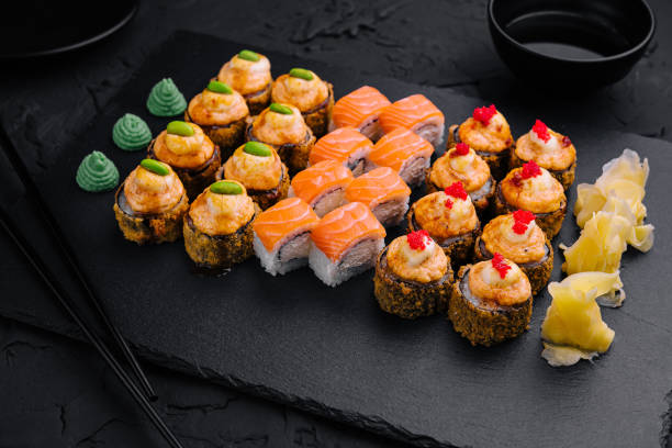 istock Japanese sushi big set on top view 1822364902