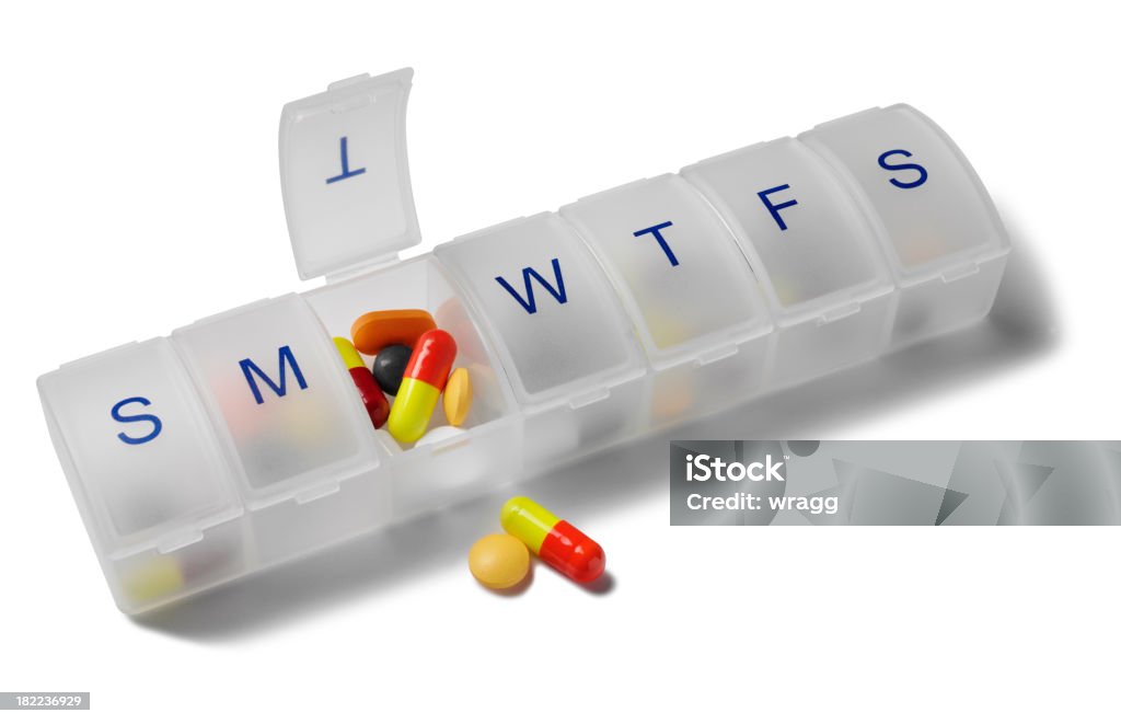 Красочные таблетки и Коробка таблеток - Стоковые фото Антибиотик роялти-фри