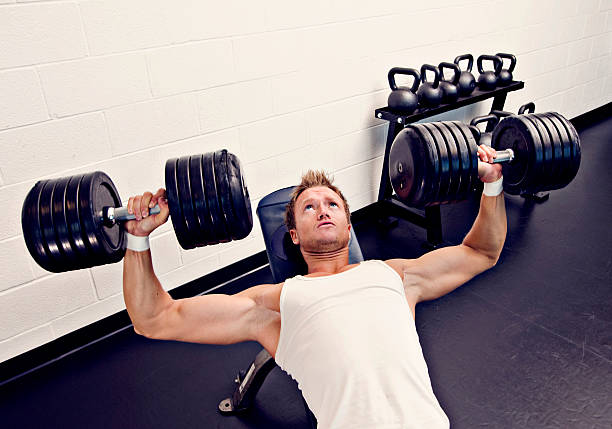 Bench Pressing Heavy Weights stock photo