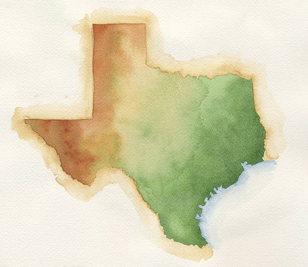 Watercolor Map of Texas vector art illustration