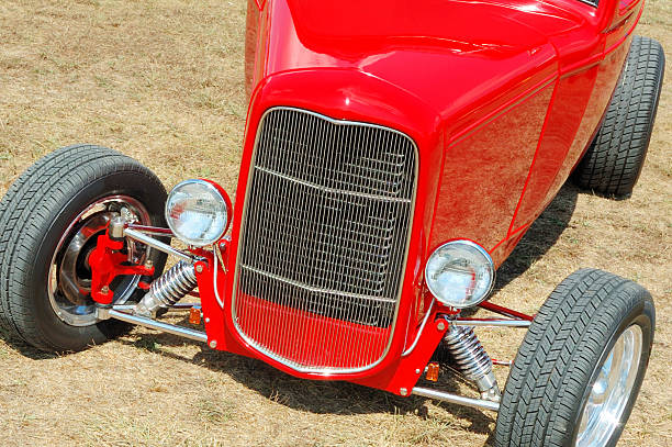 istock Classic Red Hot Rod on Display at Car Show 182237585