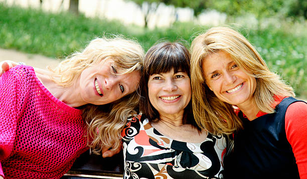 istock Three mature friends happy 182237668