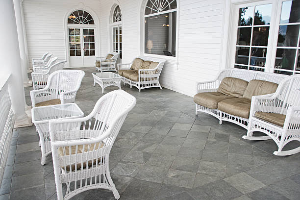 istock Wicker chairs at resort hotel 182237698