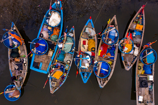 Abstract photo of boats docked close together, Binh Thuan province