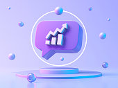 Speech bubble with financial chart icon on the podium