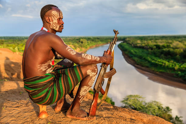 Ethiopia, October 1, 2018 : The Bull Jumping Ceremony in the Omo Valley. This famous bull jumping ceremony of the Hamar tribe is the culmination of a three-day-long rite of passage for a young boy (Ukuli) transitioning into manhood