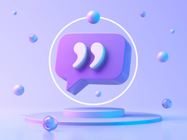 istock Speech bubble with quote mark Icon on the podium 1822381377