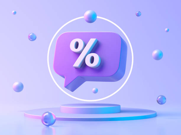 istock Speech bubble with percent sign on the podium 1822382092