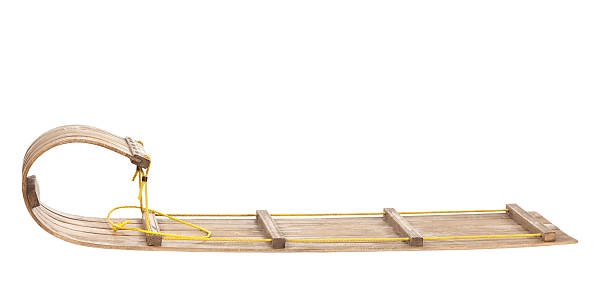 istock Old Wooden Toboggan isolated on white. 182238952
