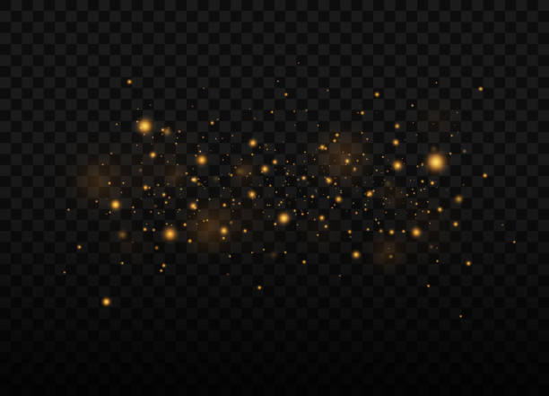 festive golden luminous background with colorful lights bokeh. - teilchen stock-grafiken, -clipart, -cartoons und -symbole