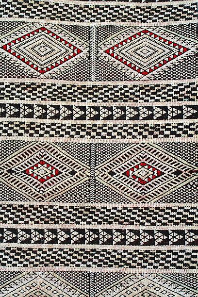 istock Close-up of red, white and black Berber carpet pattern 182240647