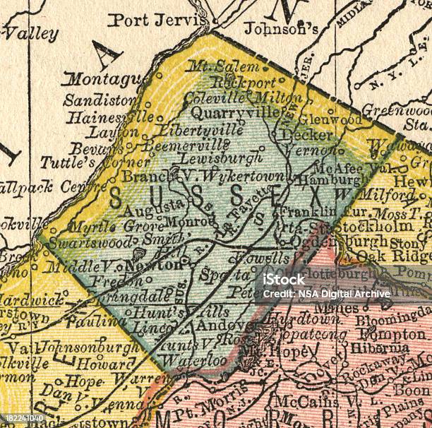 Vetores de Sussex County Mapasnova Jersey e mais imagens de América do Norte - América do Norte, Antigo, Antiguidade