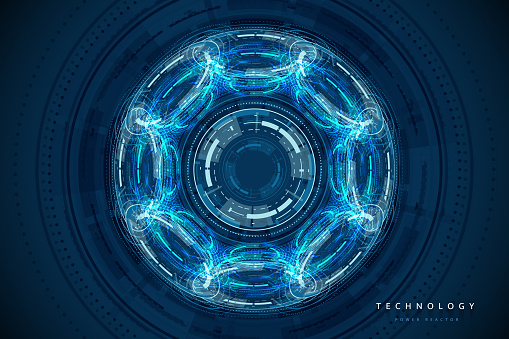 Blue glowing plasma lines with partocles abstract background stock illustration