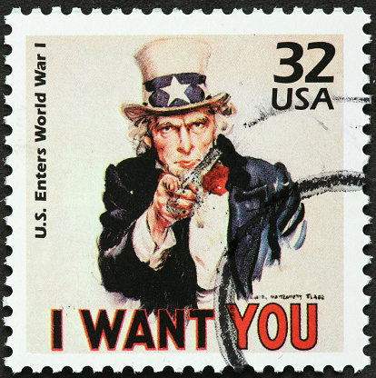 Uncle Sam recruiting poster for world war I.