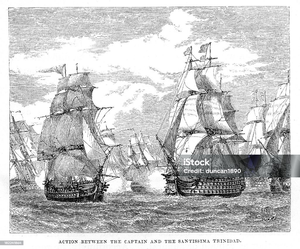 Battaglia di Cape Saint Vincent - Illustrazione stock royalty-free di Stile del XVIII secolo