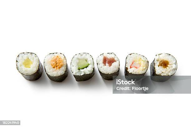 Sushi Maki Stock Photo - Download Image Now - Cut Out, White Background, Nori