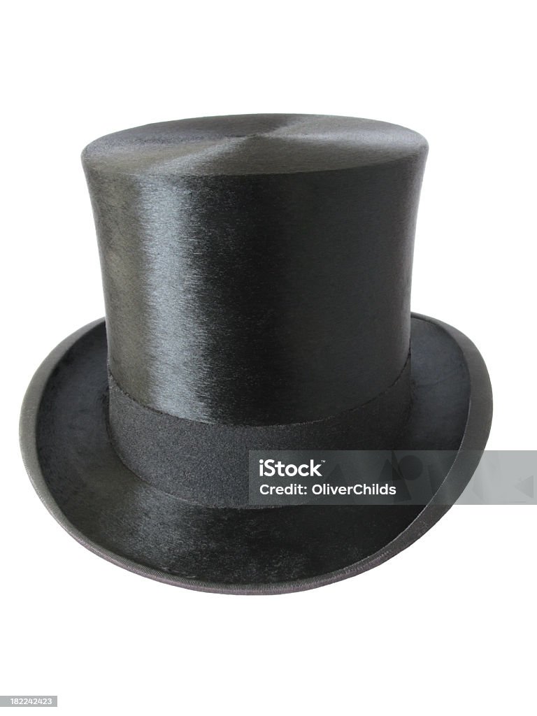 Black Top Hat na białym tle. - Zbiór zdjęć royalty-free (Antyczny)