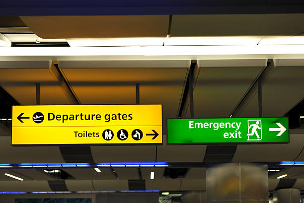 istock Airport departure lounge information signs 182242649