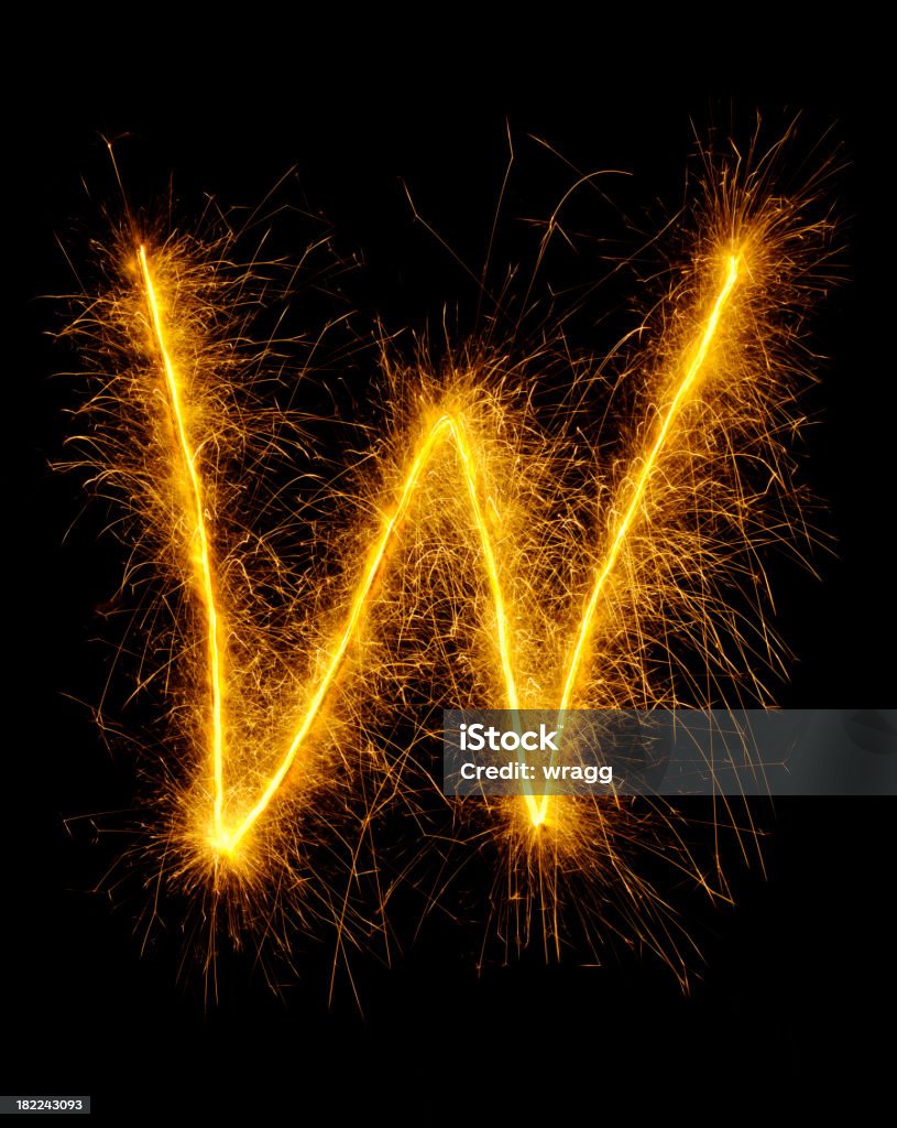 Buchstabe W auf das Feuerwerk - Lizenzfrei Alphabet Stock-Foto