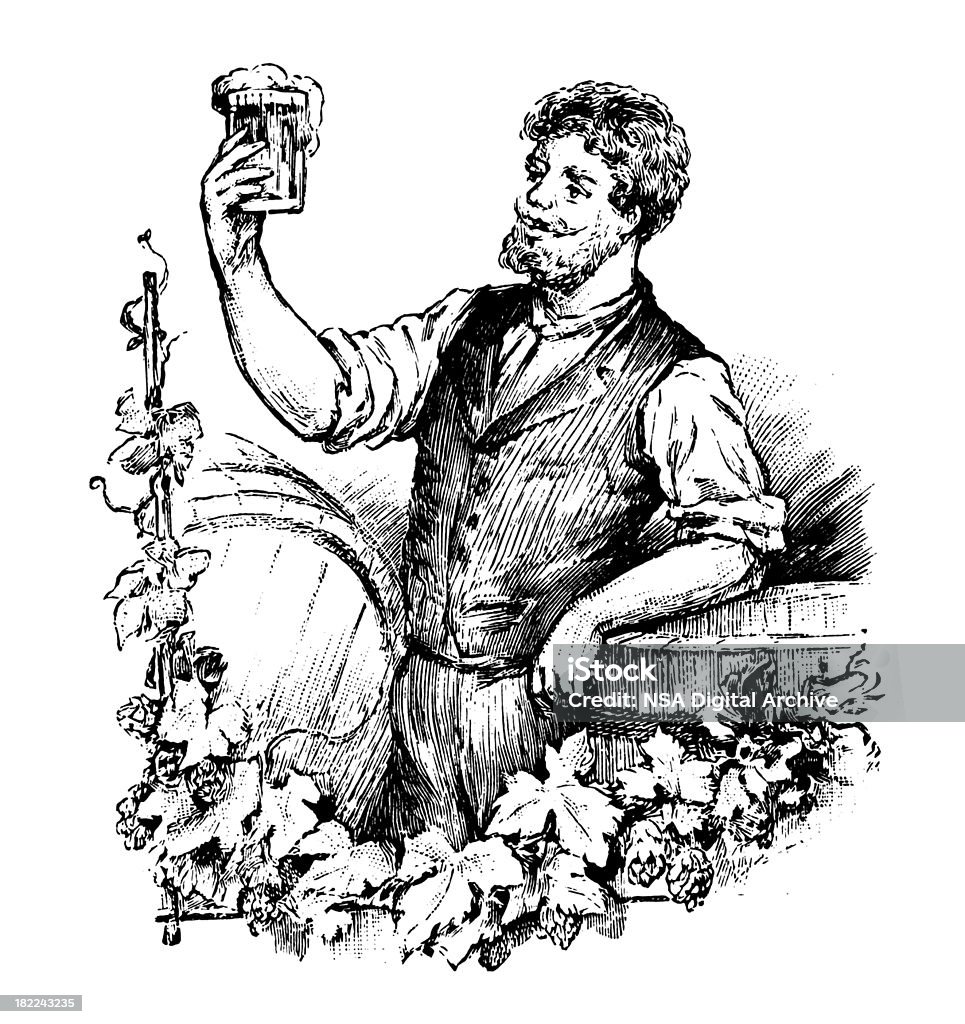 Пиво машина/античный дизайн иллюстрации - Стоковые иллюстрации Пиво роялти-фри