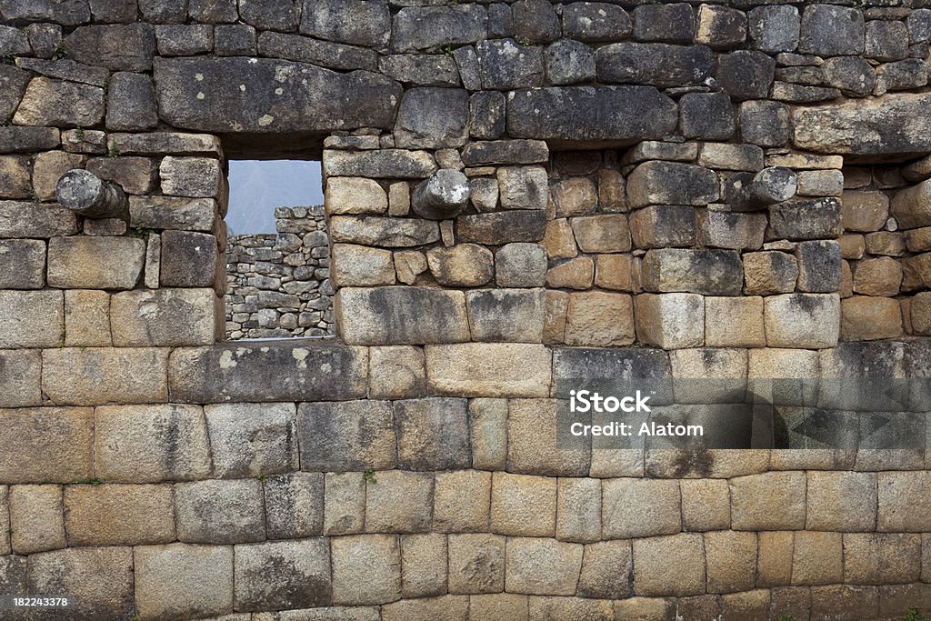 Inca wall at Machu Picchu Cusco City Stock Photo