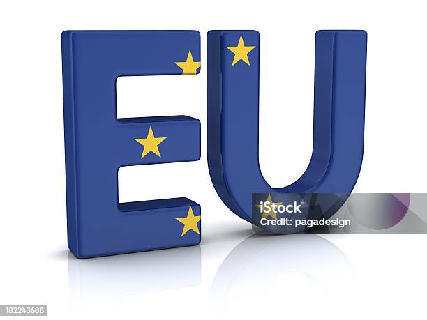 Europäische Flagge Auf Eu Stockfoto und mehr Bilder von Blau - Blau, Digital generiert, Dreidimensional