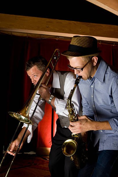 istock Trombone and Saxophone Player At Bar 182243790