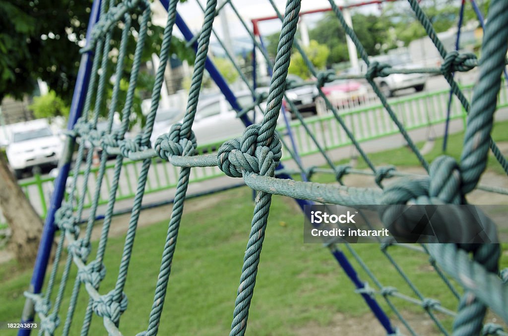 Rope in the playground. Nets with rope on the playground. Achievement Stock Photo