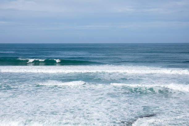 istock Scenic view of distant surfers 1822440184