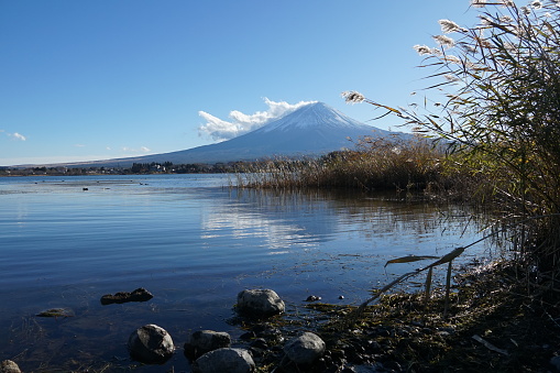 Mount Fuji and its reflection in the Lake Kawaguchiko