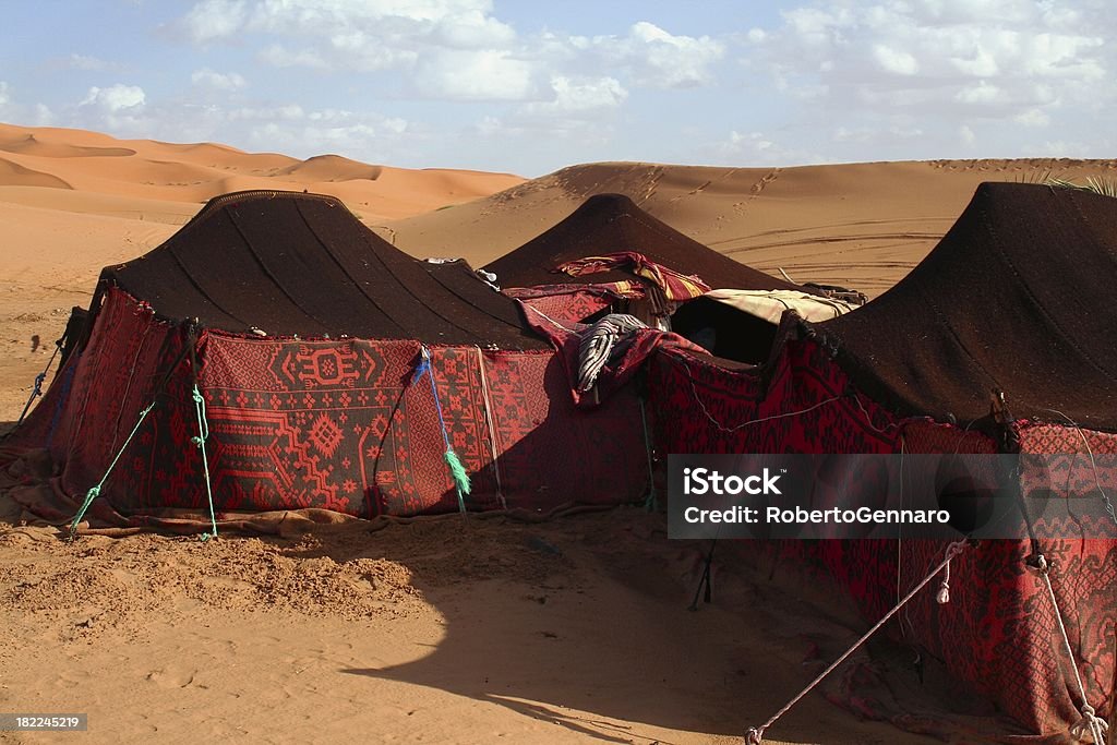 Berber tents Tents of a Berber camp in the Erg Chebbi desert (Sahara). Morocco. Tent Stock Photo