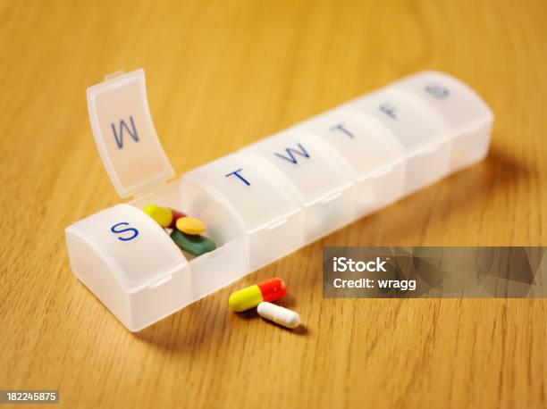 Colorido Médico Comprimidos E Caixa De Comprimidos - Fotografias de stock e mais imagens de Alívio - Alívio, Amarelo, Analgésico