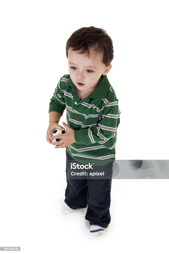 Criança pequena Atirando a mini bola de futebol - Royalty-free 2-3 Anos Foto de stock