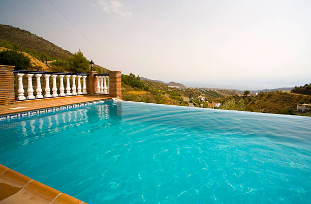 istock Holiday vacation villa with an infinity swimming pool 182246481