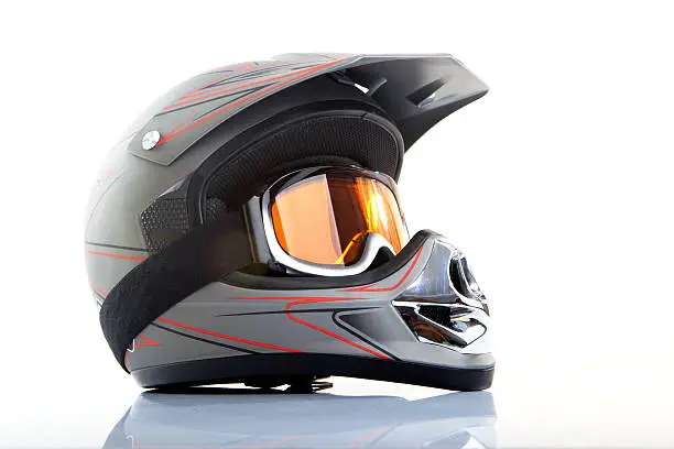 Motocross helmet on isolated white background