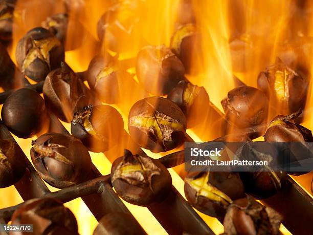 Ustulação Castanhas Em Um Outdoor Bbq - Fotografias de stock e mais imagens de Calor - Calor, Castanha, Castanha Assada