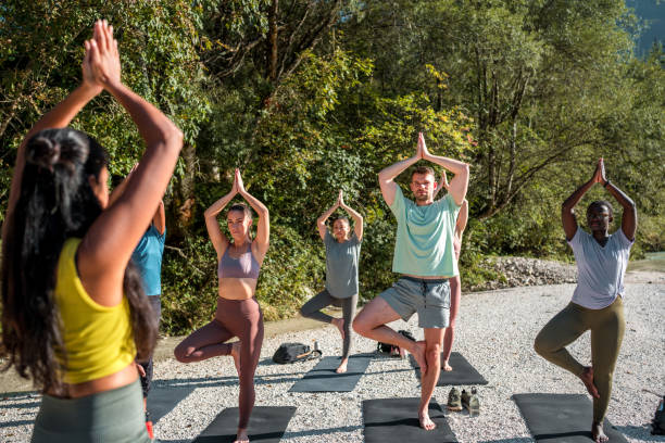 istock Diverse Yoga Bliss by the Riverside 1822481741