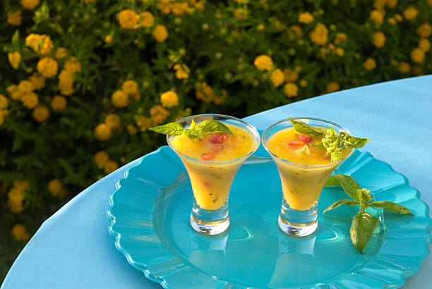 Chilled Tropical Pineapple Fruit & Heirloom Tomato Gazpacho & Vegetable Soup